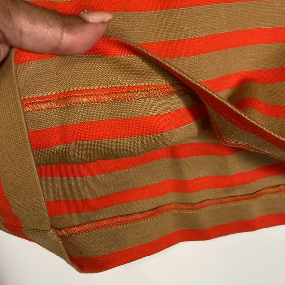 Fossil orange and khaki striped pencil skirt with exposed back zipper - Picture 6 of 9